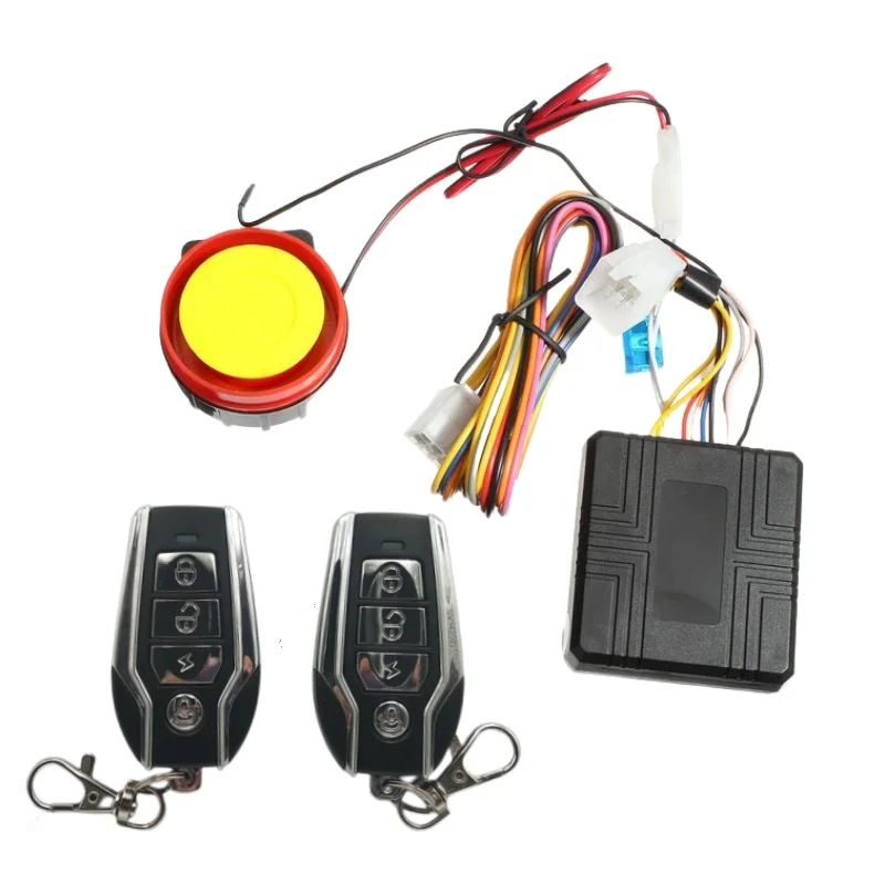 12V Motorcycle Theft Protection Remote Activation Motorbike Burglar Alarm Accessories With 2x 4 Button  Remote Control Key