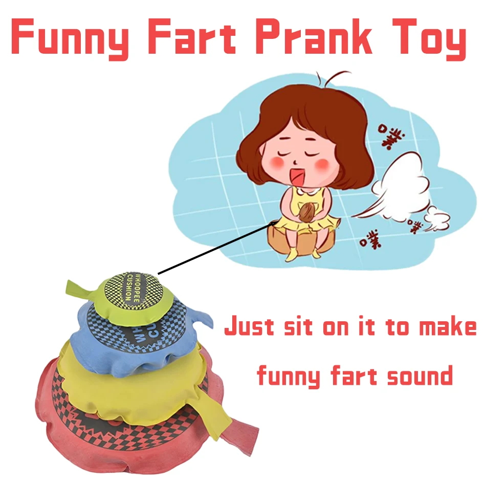 

Funny Whoopee Cushion Prank Toy, Press to Make Fart Sound, Auto Rebound Reusable Joke Gadget for Kids Adults Party Classroom
