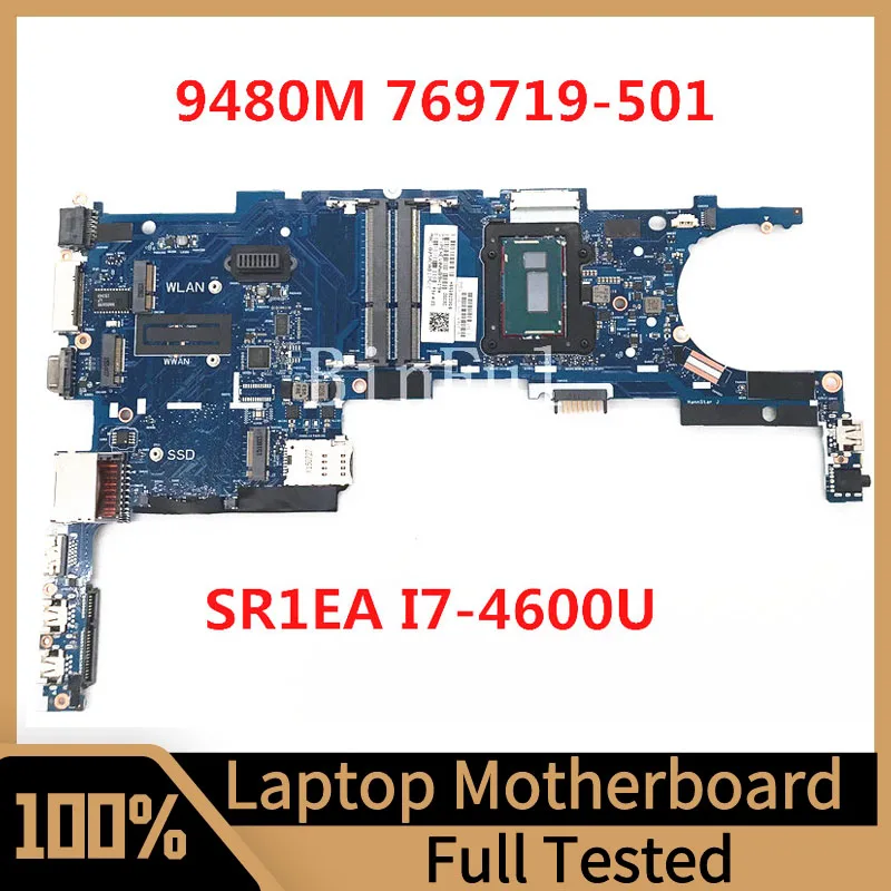 769719-601 769719-501 769719-001 For HP 9470M 9480M Laptop Motherboard 6050A2648201-MB-A02 W/SR1EA I7-4600U CPU100% Tested Good