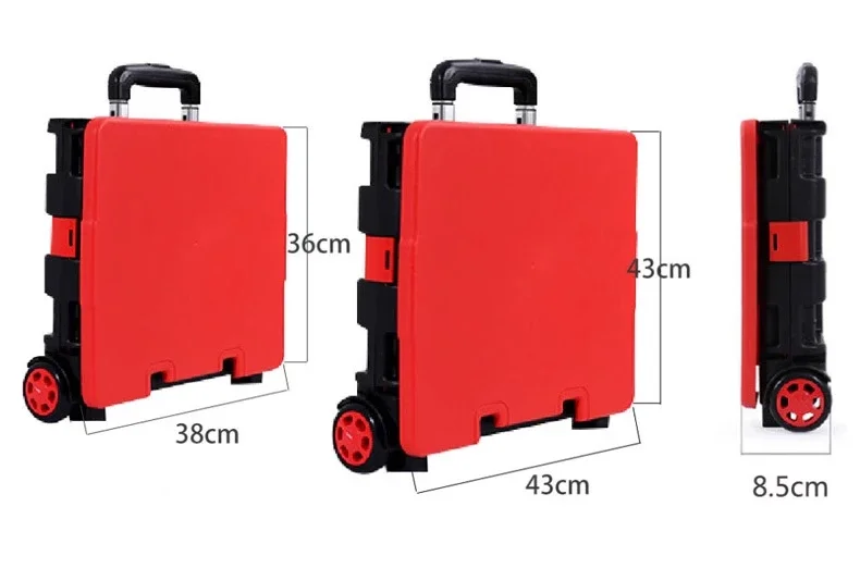 Shopping Cart Folding Shopping Trolley Tug Trolley Old Man Hand Push Adjustable Handle Grocey Load-bearing 40-70kg
