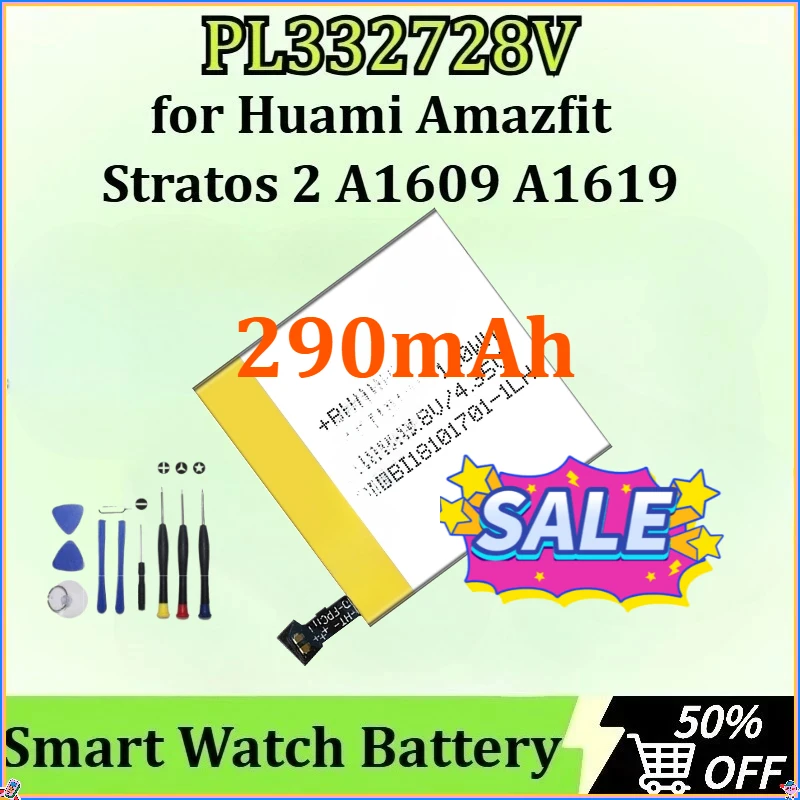 

PL332728V for Huami Amazfit Stratos 2 A1609 A1619 High Quality Smart Watch Battery 290mAh Battery+ Tools