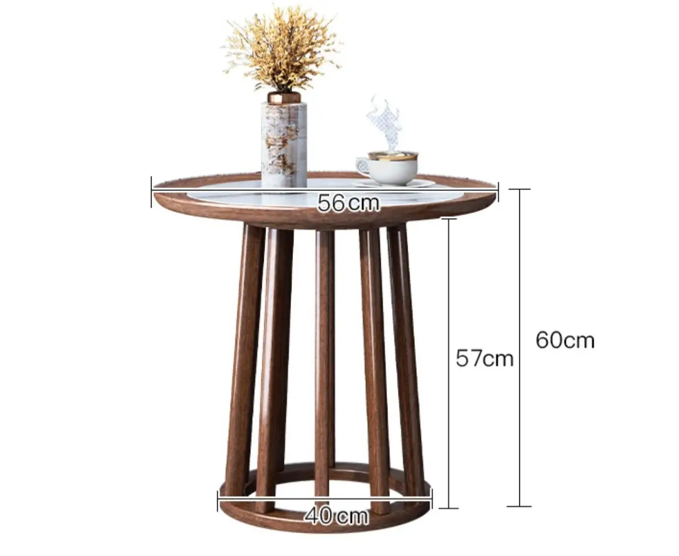 

Chinese Style Solid Wood Small Round Table Living Room Coffee Table Home Sofa Side Tea Tables