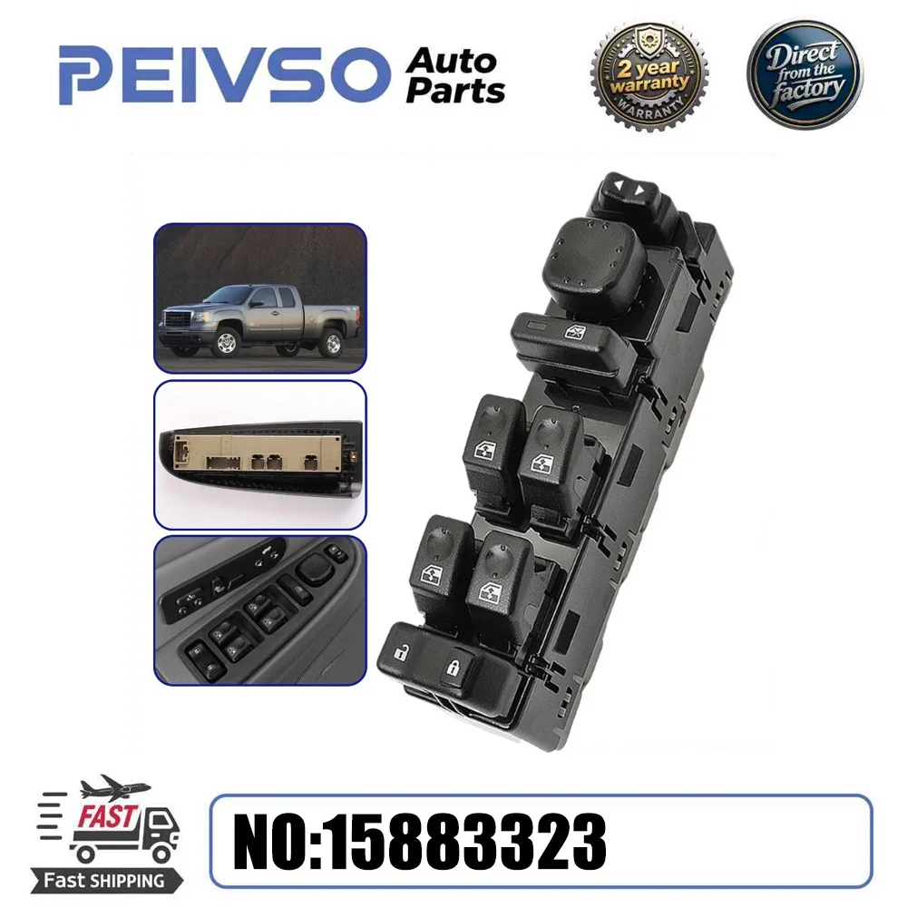 

15883323 Driver side Master Power Window Switch FOR Chevy GMC Cadillac Models 2003-2007 Escalade Avalanche Silverado Sierra
