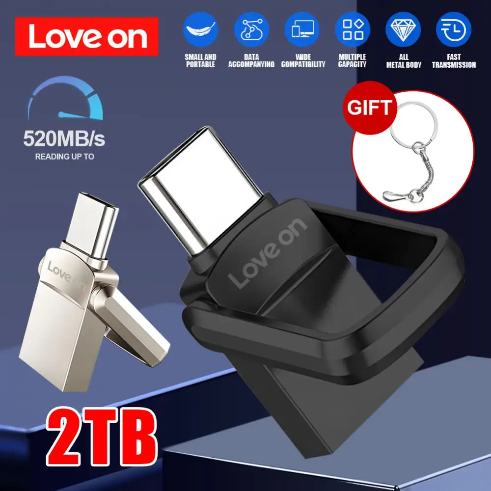 Pamięć flash USB3.0 2TB 1TB Metalowy, szybki pendrive 128GB Wodoodporny pendrive USB Type-C 256G do komputerów stacjonarnych