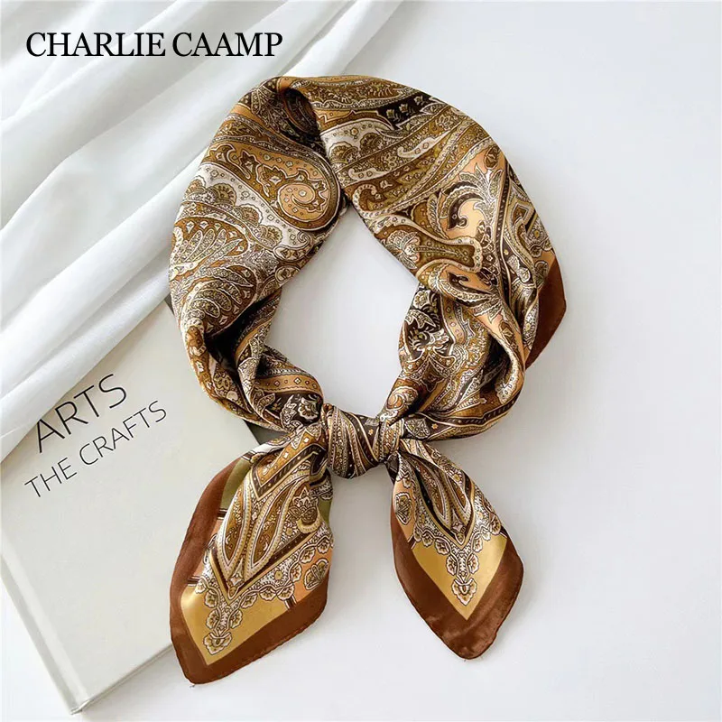 

Summer 70CM Small Square Scarf Thin Sunscreen Silk Scarves Women Decorative Paisley Cashew Flower Printed Female Shawl Wholesale