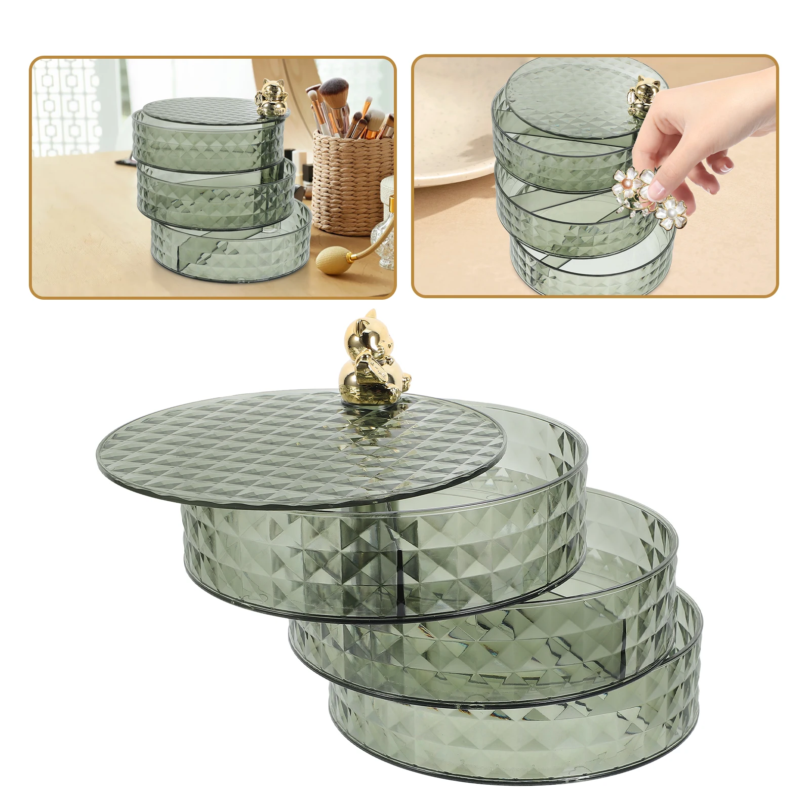 

Jewelry Storage Box Rotating Earring Holder Necklace Display Stand Desktop Jewelry Organizer Case For Women Gift