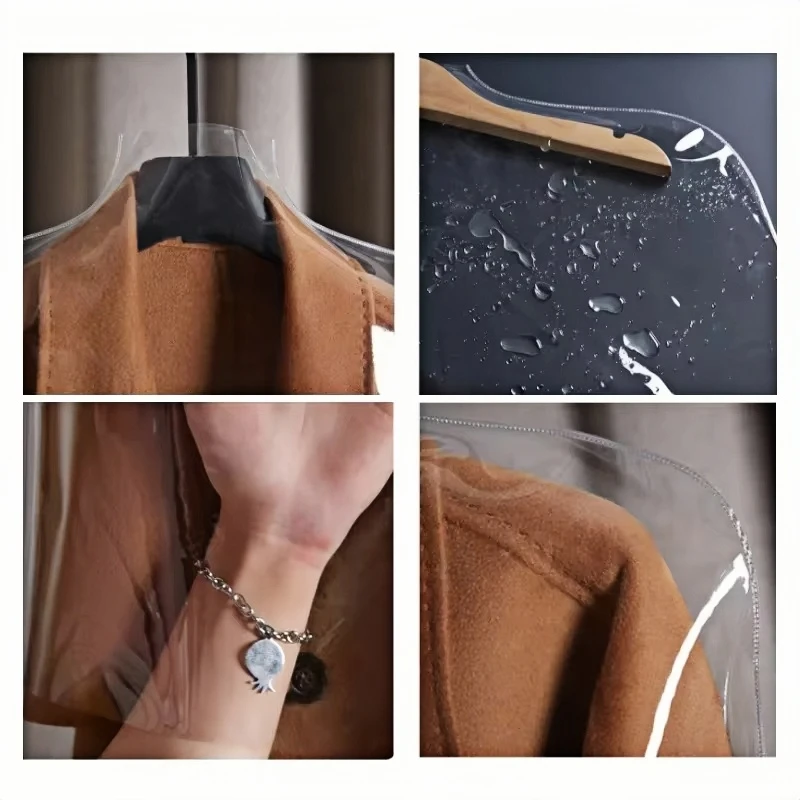 5/10pcs Transparent Clothes Dust Cover Waterproof Garment Bag Jacket Suit Protector MoistureProof Wardrobes Clothes Organizer