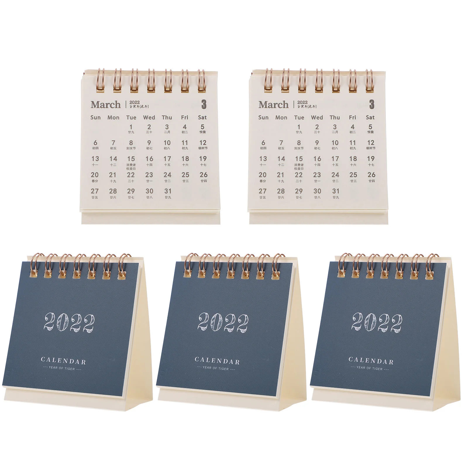 

5 Pcs Desktop Calendar Monthly Standing Chinese Office Small Calendars