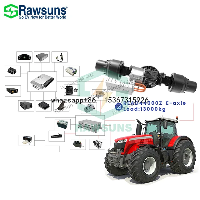 120kW 44000Nm electric axle ev motor E-axle conversion kit AMT VCU BMS for low-speed heavy-load agricultural tractor