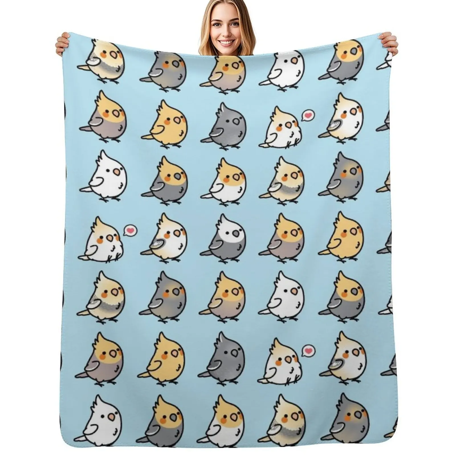 

Chubby Cockatiel Collection Throw Blanket Anti Shedding Soft Fuzzy Blanket for Home