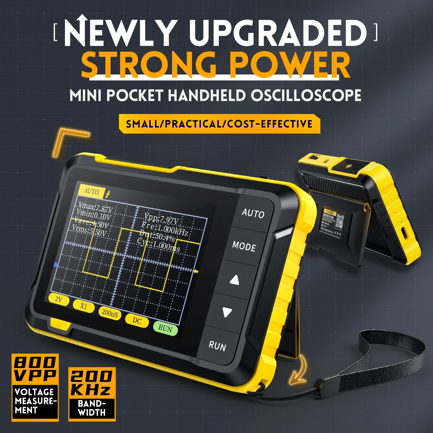 DSO152 Professional Handheld Digital Oscilloscope with 2.5MSa/s Sampling Rate 200KHz Analog Bandwidth 800 VPP and PWM Capability