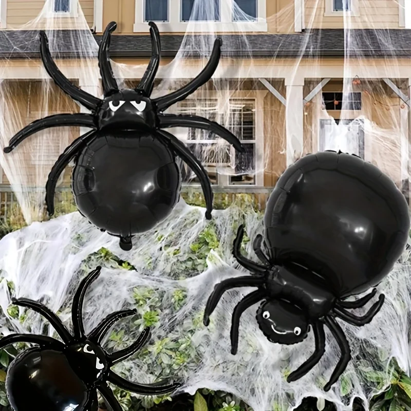 1-20 Stück Halloween Große Spinnenballons Schwarze Folienballons Party-Trick-Scherz-Deko Foto-Requisite Party-Trick-Scherz Wanddekoration Zubehör