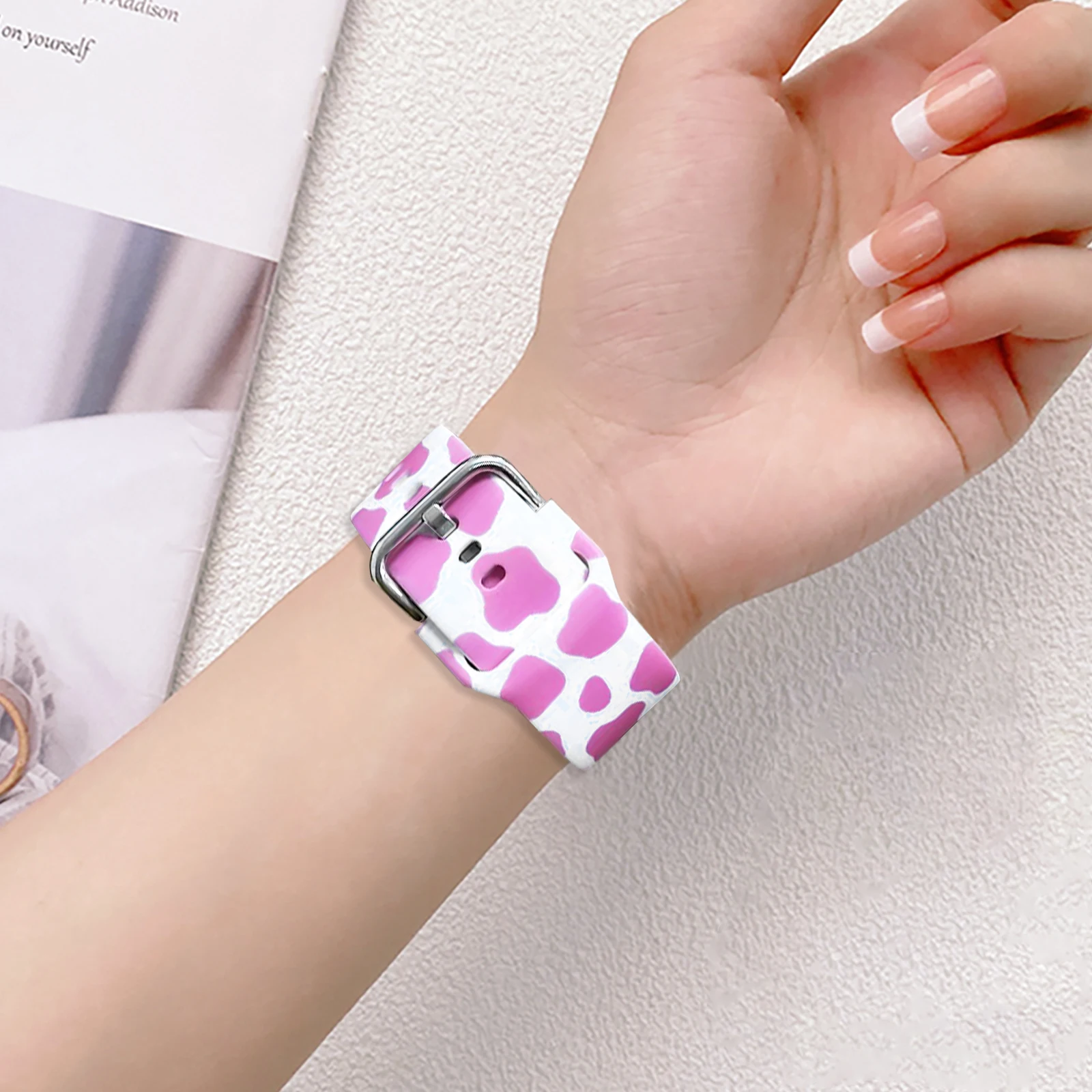 20MM Milk color block printed watch strap for Samsung Galaxy Watch 7/6/5 40mm 44mm Band Replaceable Bracelet for Xiaomi Huawei