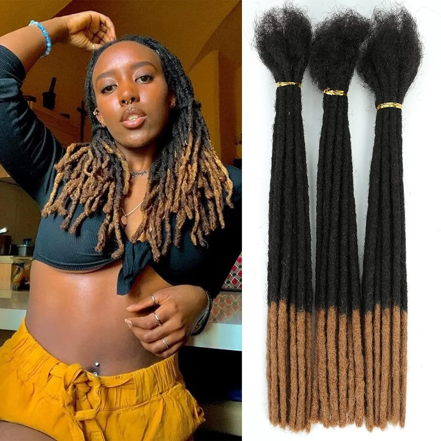 0.6cm T1B/30 Loc Extensions Human Hair Dreadlock Extensions for Men/Women 100% Human Hair Dreadlock Extensions Can Be Dyed