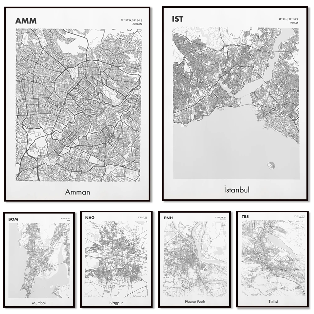 Nagpur India, Kayseri, Estambul, Coimbatore, Mumbai, Tbilisi Georgia, Tailandia, Amman Jordan, Phnom Penh Camboja mapa de la ciudad poste