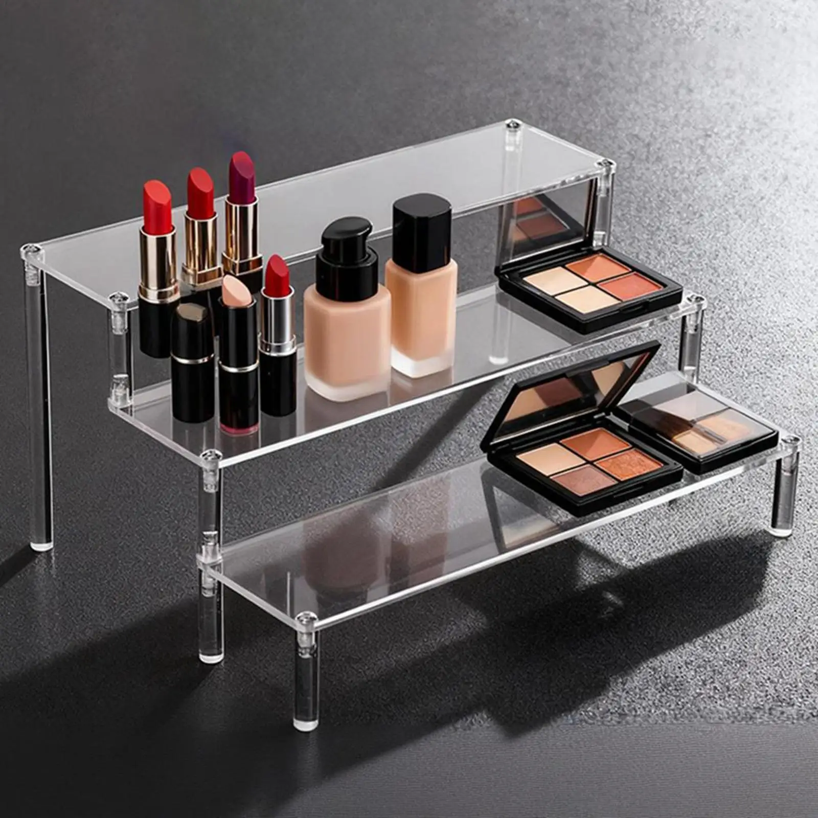 Acrylic Display Stand Single Layer Organizer Transparent Riser Rack for Collectible Figures and Perfume