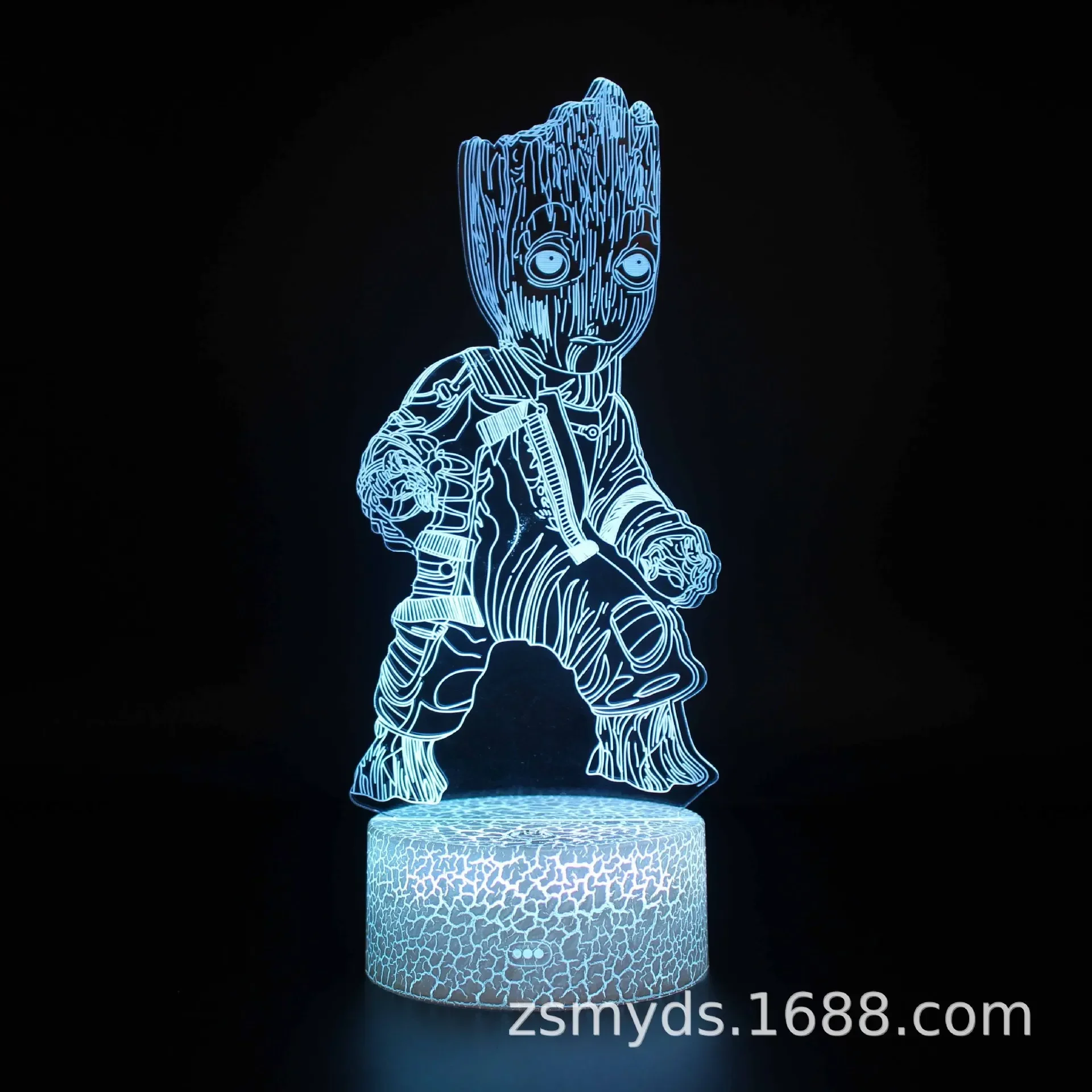 Lámpara 3D acrílica de Los Vengadores Groot guardianes de la galaxia, figura de Anime, ilusión, luz nocturna, decoración de mesa LED policromática, juguetes calientes