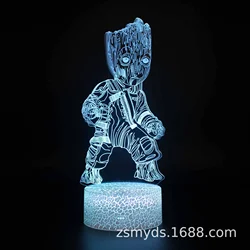 Hot Toys Acrylic 3D Lamp The Avengers Groot Guardians of the Galaxy Anime Figure Illusion Night Light Polychrome LED Table Decor