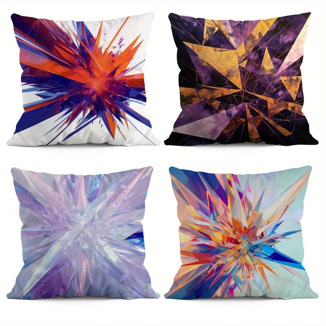 Colorful Abstract Crystal-Patterned Pillow Covers Pattern Cushion Cover Suitable For Sofa Bedroom Car Pillow Cover