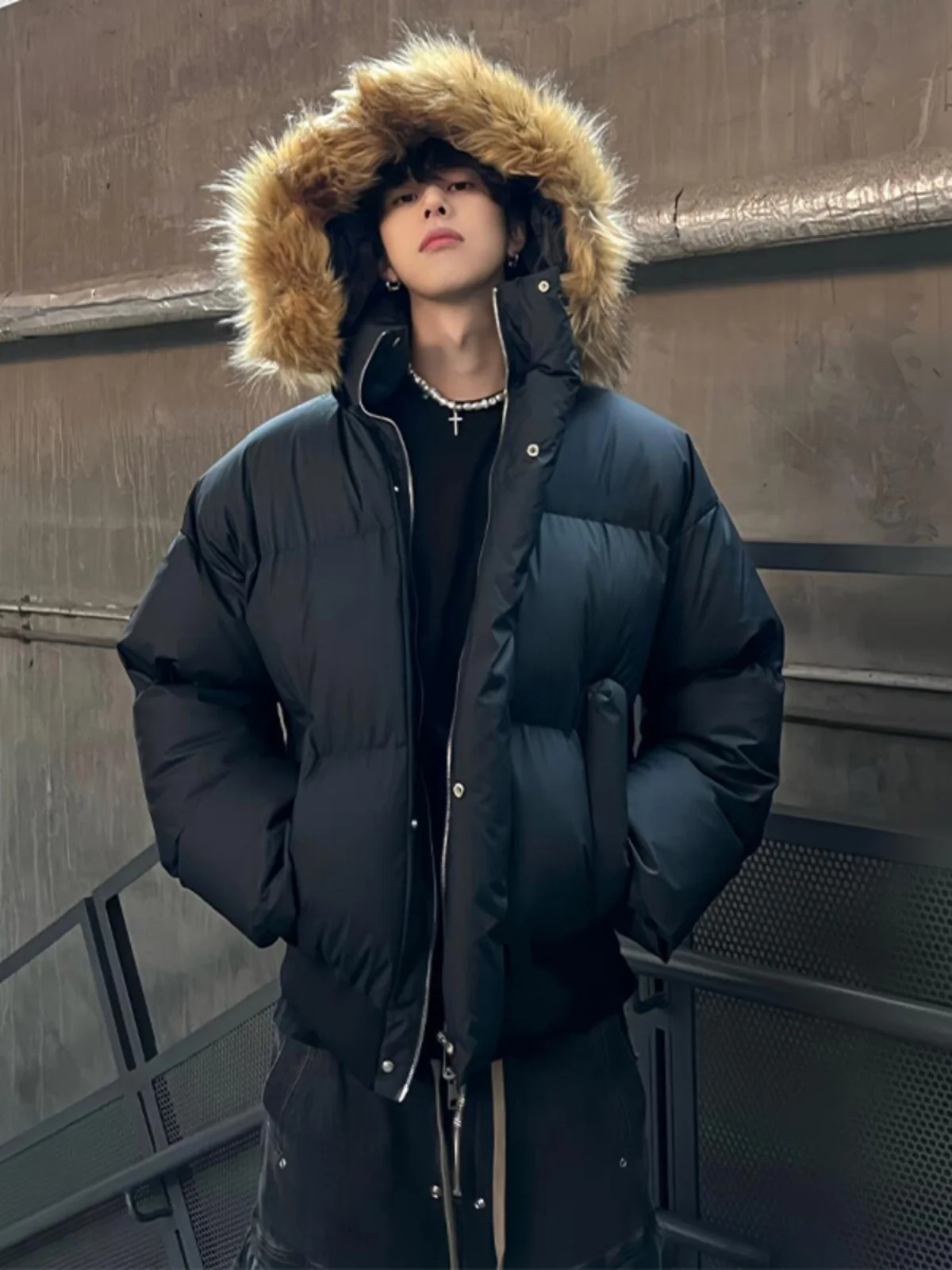 

American Retro Thiened Hooded Cotton Jaet ex Loose Fit High Street Versatile Couples Outerwear Warm Long Sve Zippe...