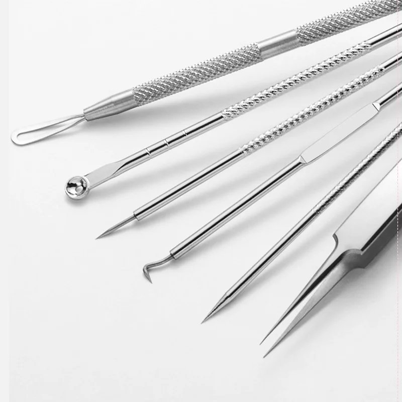 2-8 Stuks Puistje Popper Tool Kits Ultrafijne Mobiele Puistjes Mee-eter Extractor Clip Pincet Acne Naald gereedschap Gezichtsreiniger Huid