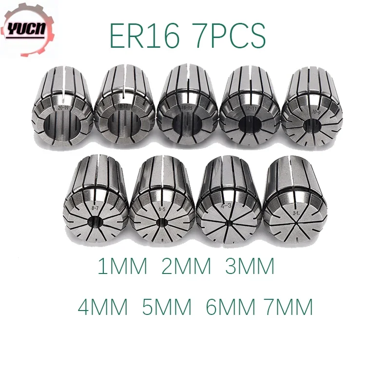 ER16 Collet Set10PCS Spindle Chuck Set 1-10mm ER16 Chuck 1 2 3 4 5 6 7 8 9 10mm 1/4 1/8 CNC Machining Center ER11 ER16 ER20 ER25