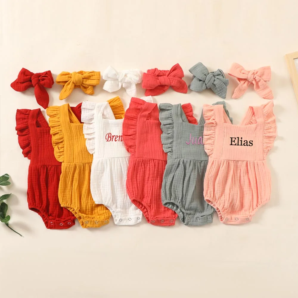 New Personalized Baby Romper Custom Embroidered Name Monogram Baby Outfit Baby Shower Personalized Baby Girl Outfit