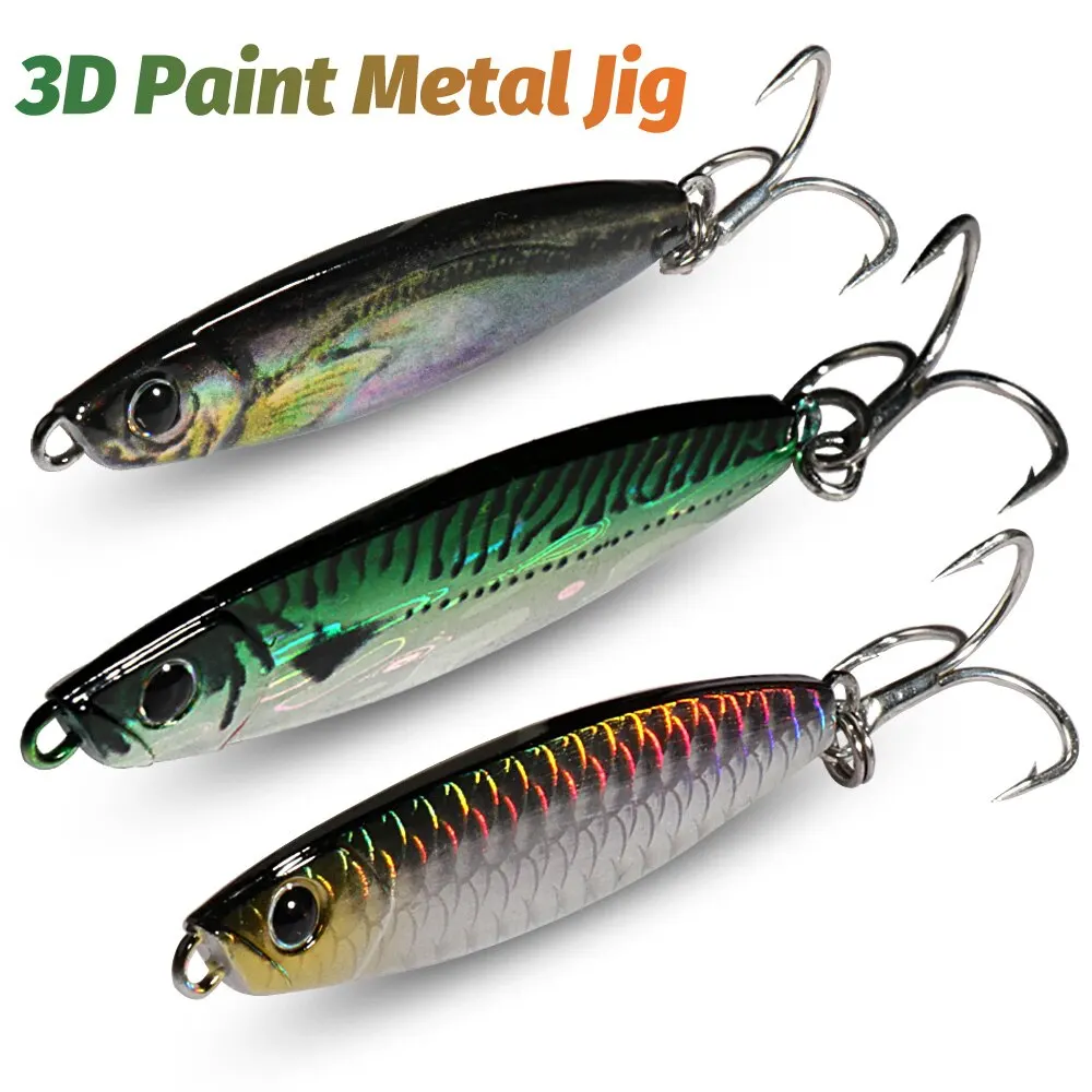 Metal Jig Fishing Lure 10g 20g Cast Hook Swimbait 3D Laser Wobbler Pike Spoon Carp Spinner Sea Tackle Kit Pesca Artificial Bait image 5