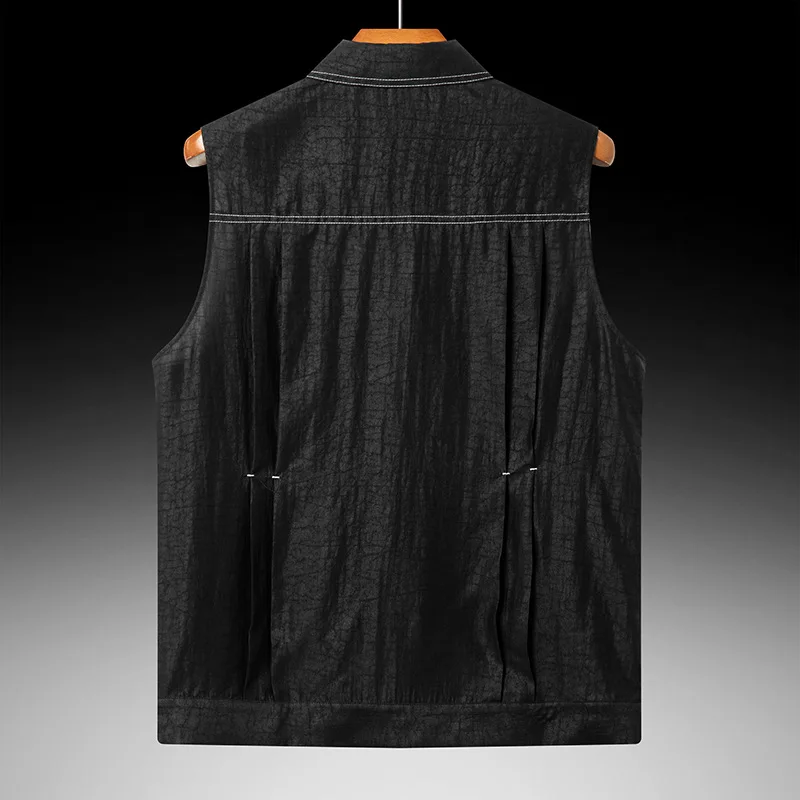 

Real Silk Men's Summer Xiangyun Yarn Crack Workwear Short Sleeve Vest Youth Fashion Casual Retro Lapel Shirt Clothing