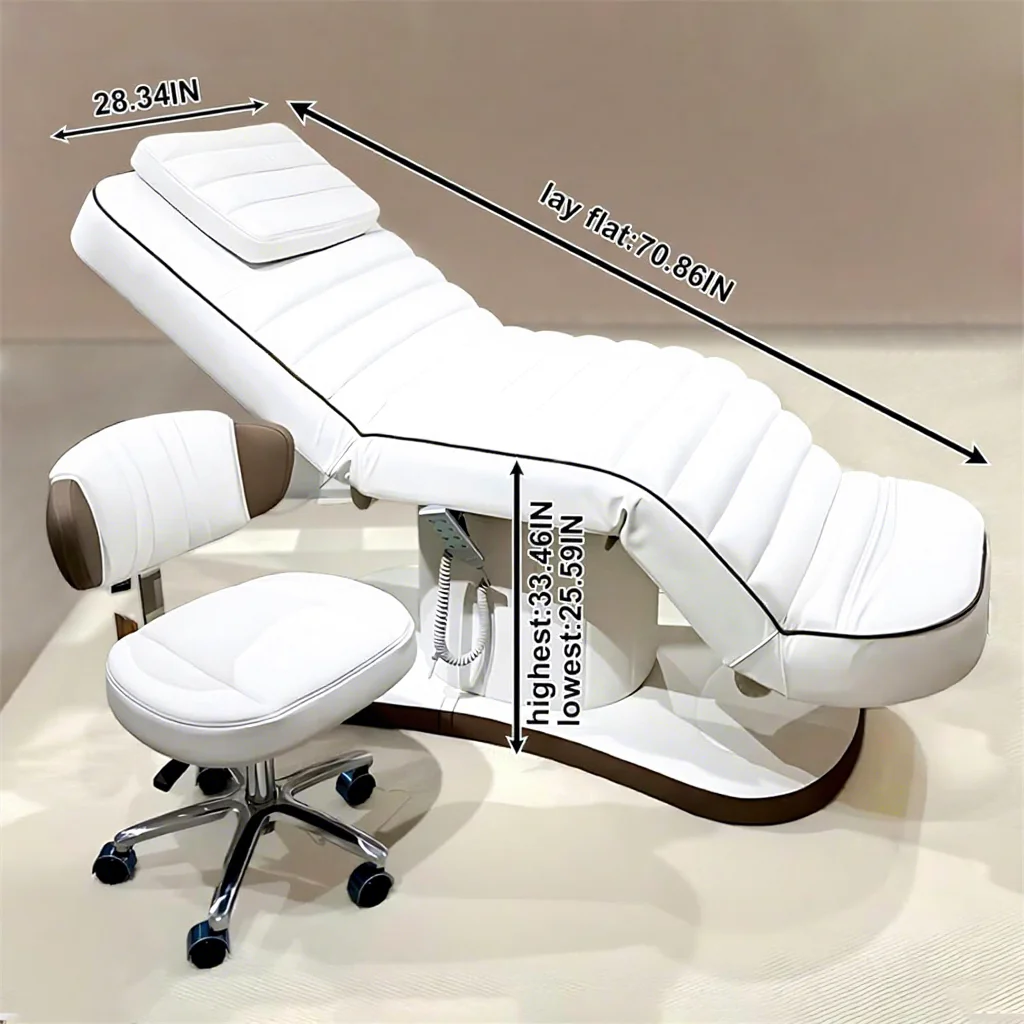 Fully Electric Treatment Massage Table 3 Motors Height Adjustable Spa Facial Motorized Esthetician Lash Bed for Beauty Salon