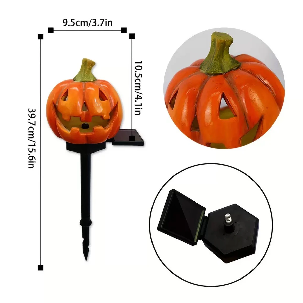 Vela de calabaza impermeable para Halloween, luces solares para camino, perfectas para jardín, patio, césped, camino y decoraciones para fiesta en casa, 1/2 Uds.
