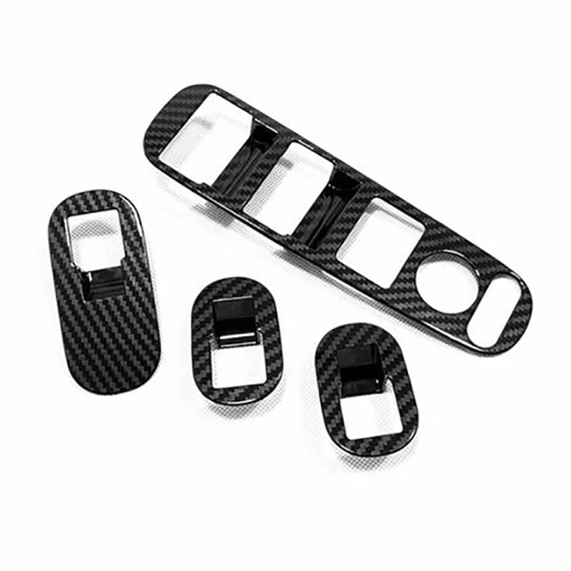 for -V VEZEL 2014-2020 Carbon Fiber Door Handle Window Lift Switch Panel Cover Trim Decorator Accessories