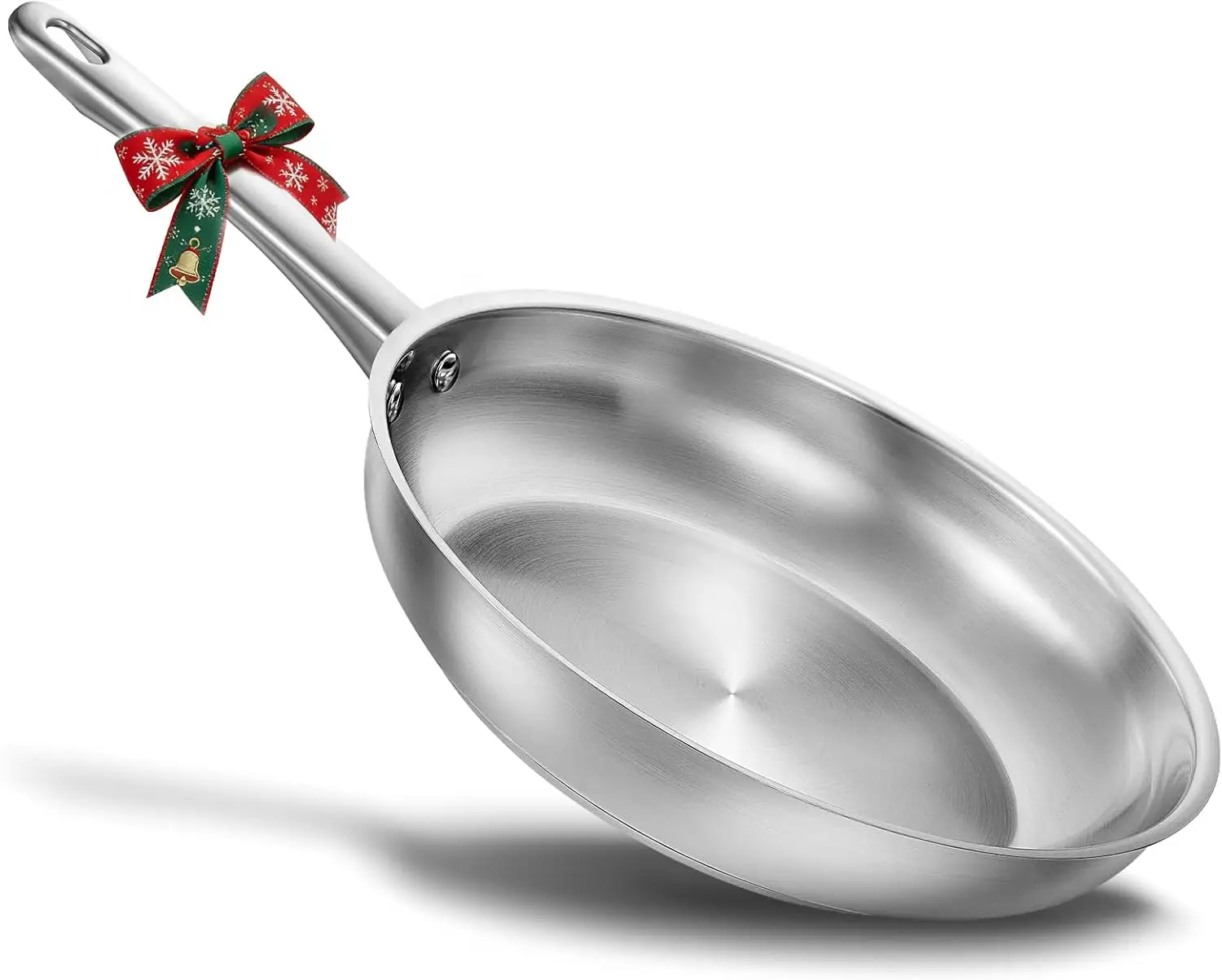 

10-дюймовая сковорода из нержавеющей стали, без PFAS, трехслойное дно, индукционная и безопасная для духовки