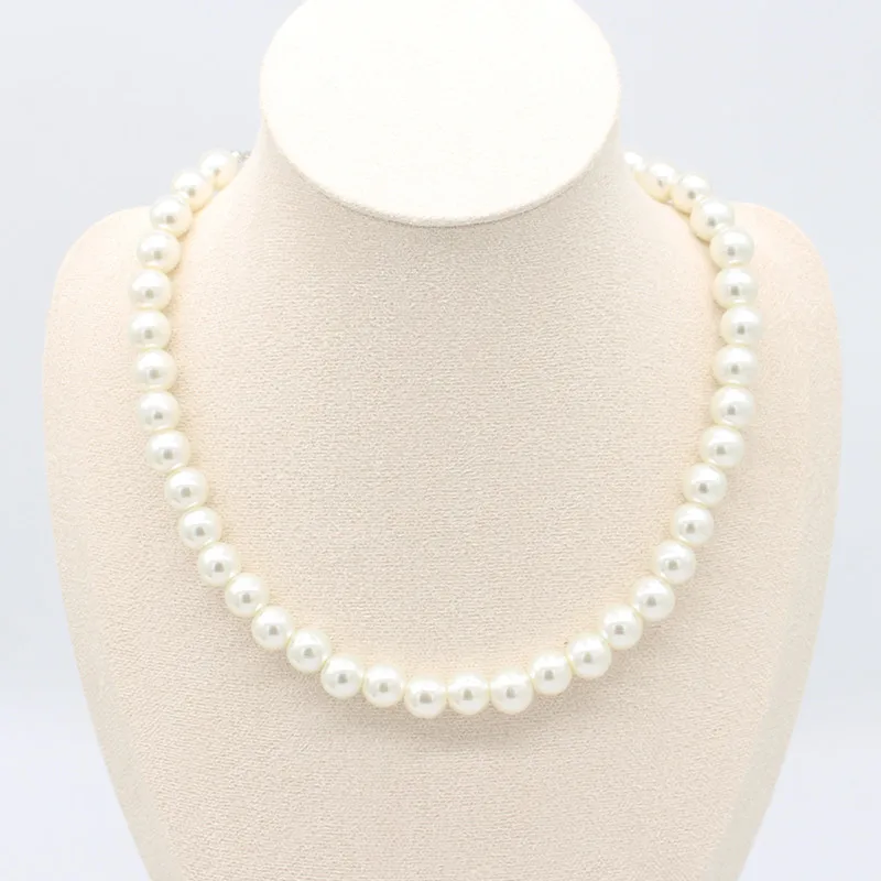 Elegant Round Imitation Pearl Necklace Fashion Women Simple Handmade Strand Bead Clavicle Chain Choker Wedding Jewelry Gift