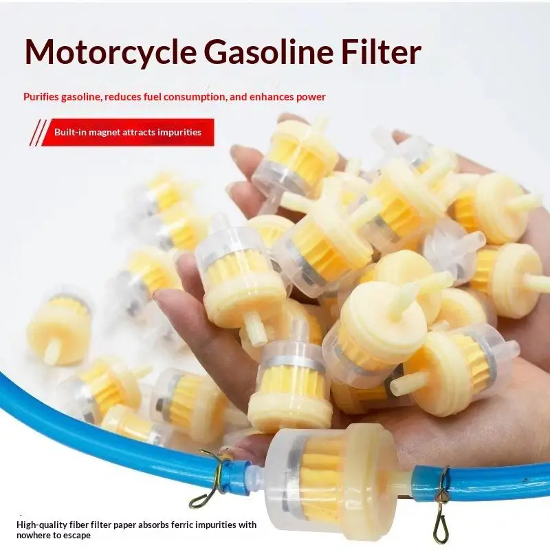 5 PCS Motorcycle  Fuel Filter With Built In Magnet High Efficiency Filtration Reduce Fuel Consumption Boost Engine Power