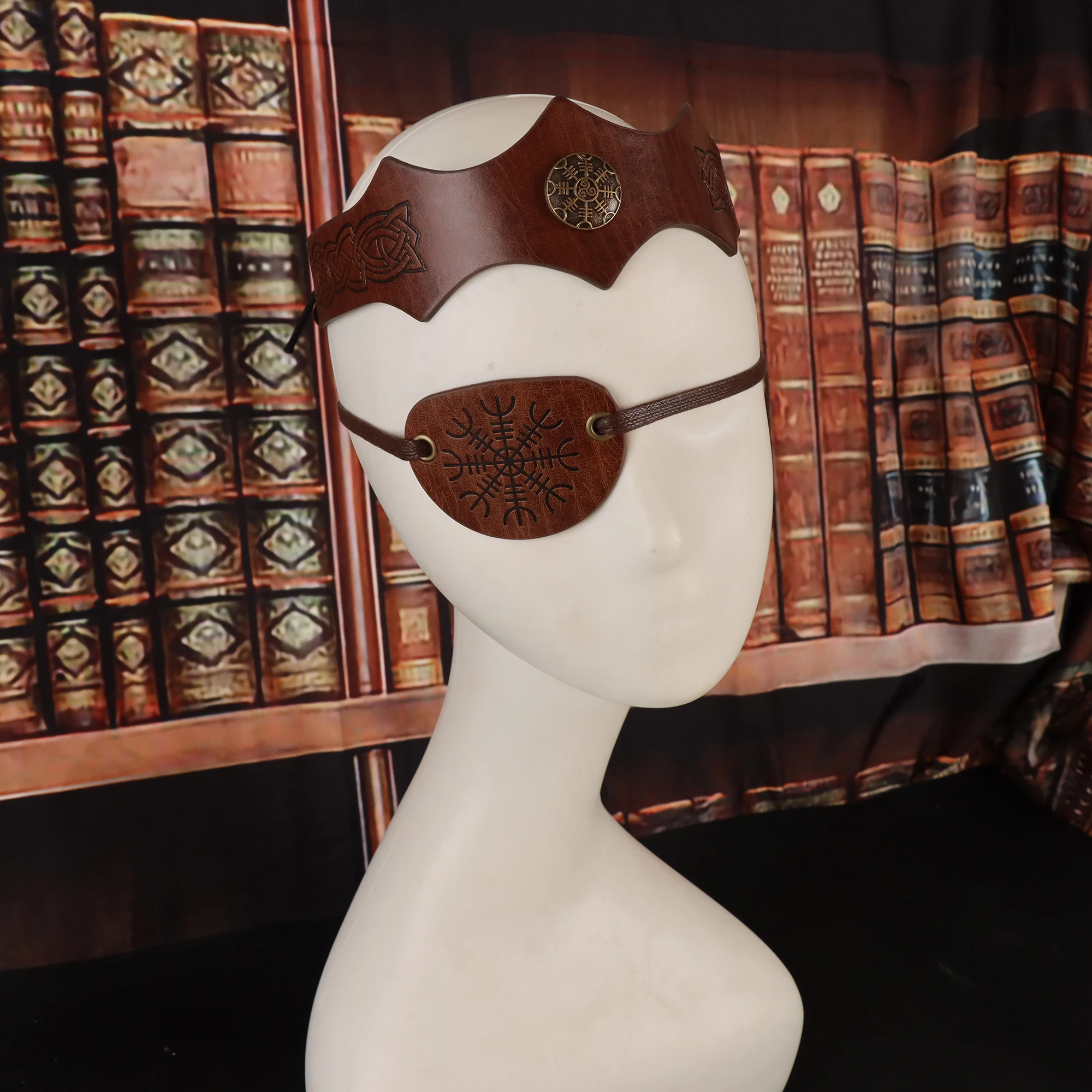 عقال من قطعتين عتيقة في العصور الوسطى ، قناع العين المموجة ، قرصان فايكنغ ، إكسسوارات لعب الأدوار في الهالهلاوس ، الملوثات العضوية الثابتة