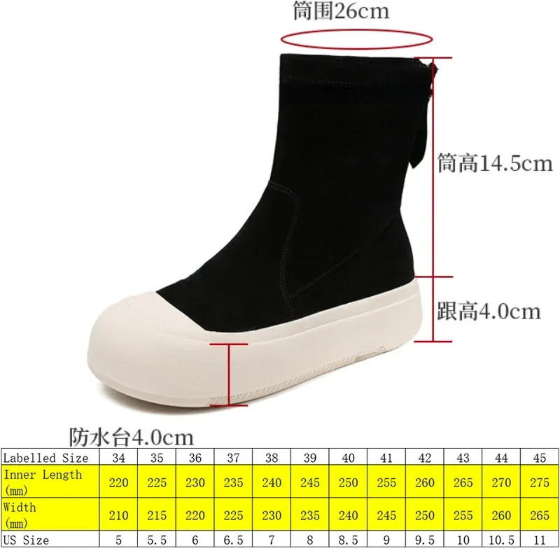 Koznoy 4cm New British Suede Ankle Boots Leather Platform Wedge Chimney Spring Fashion Women Loafer Autumn Sheepskin Comfy Shoes