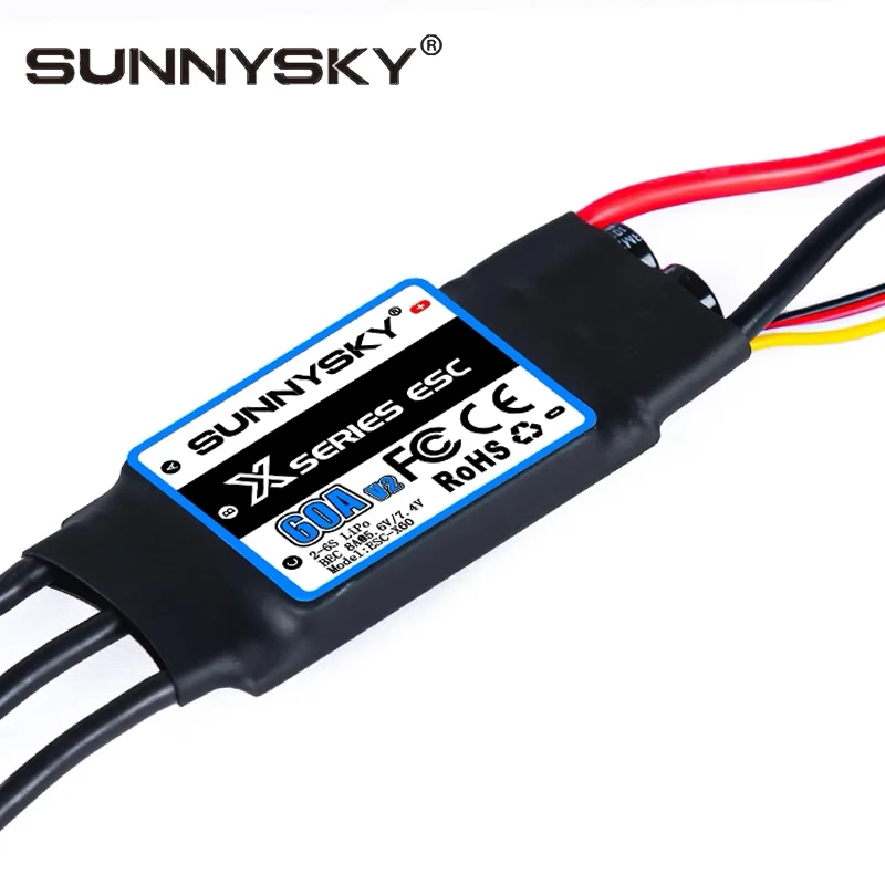 Sunnysky X Series 60A Electronic Speed Controller 2‑6S, Replacement ESC for RC Ducted Fan KT & 3D Aerobatic Plane