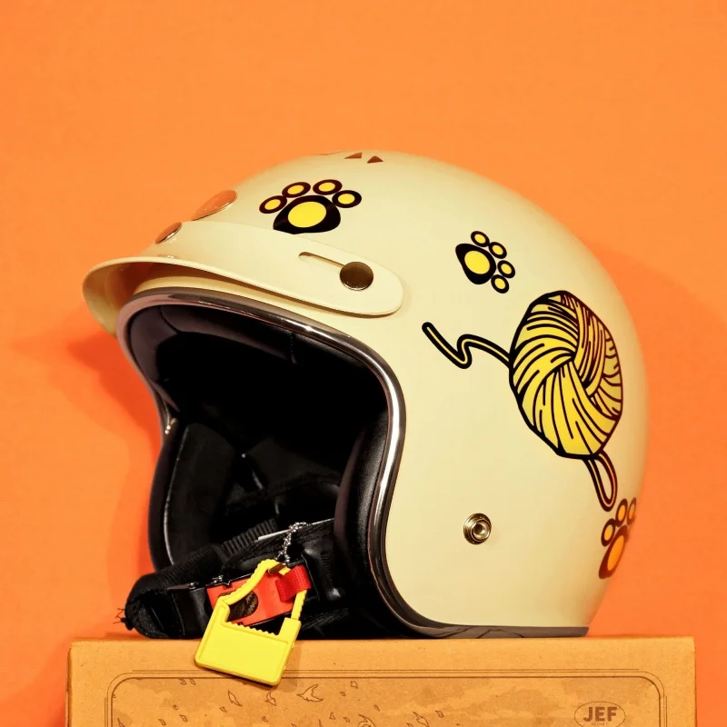 Vintage 3/4 Open‑Face Motorcycle Helmet, DOT ECE Certified 4‑Season Cruiser Helmet with Cooling Ventilation for Street Riding
