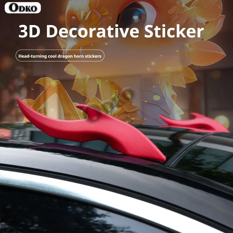 Car Roof Dragon Horn Modification Universal Auto Roof Decoration with High-Strength Stickers for SUV Sedan Hatchback Decoration