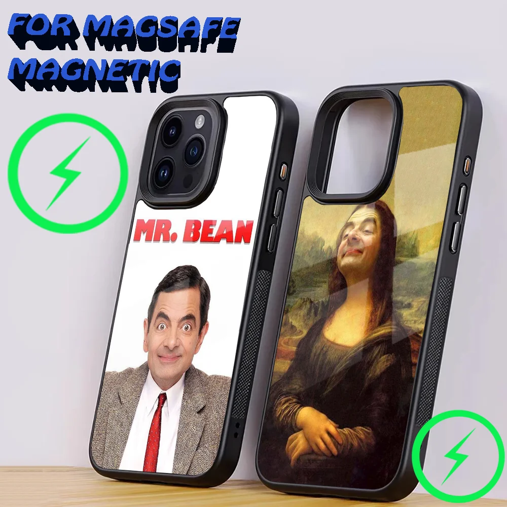 Funny Mr B-Bean Phone Case For iPhone 16,15,14,13,12,11,Plus,Pro,Max Mini Magsafe Magnetic Wireless Charging