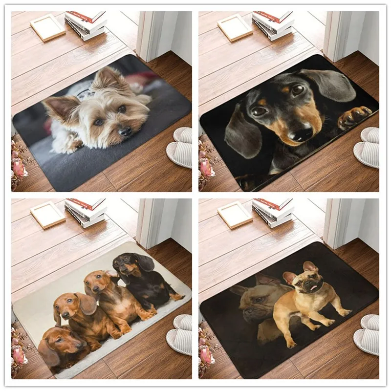 Cute Anti Slip Area Rugs French Bulldog Frenchie Dog Doormat Modern Bathroom Bedroom Entrance Floor Mat For Living Room Kitchen