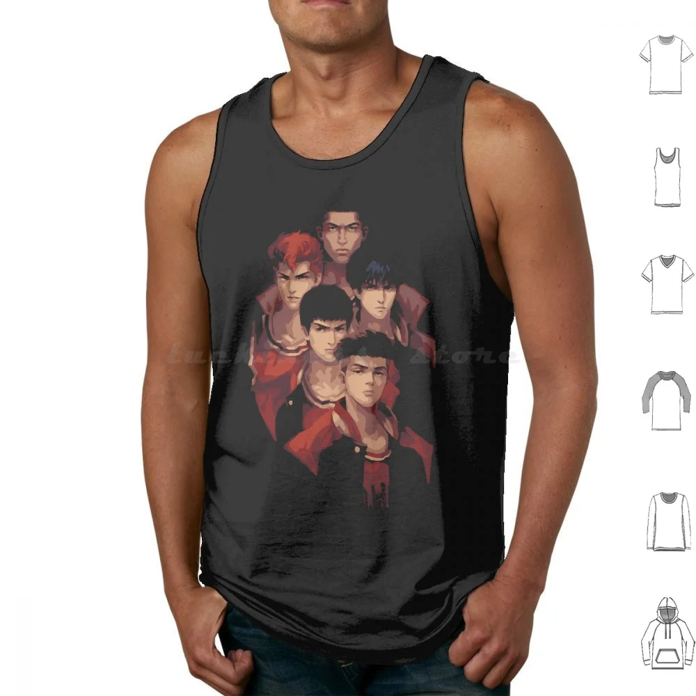 Slam Retro Vintage Tank Tops Vest Sleeveless Anime Slam Manga Basketball Japan Shohoku Hanamichi Sakuragi Sakuragi