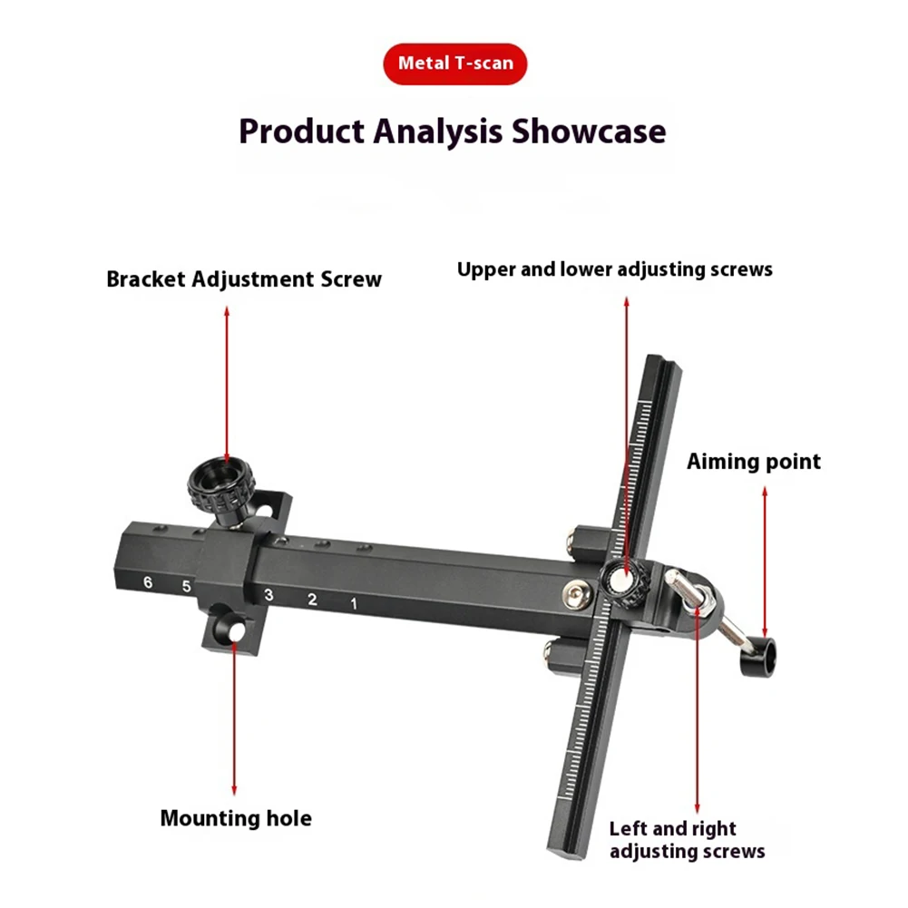 6-Zoll-Bogenschießen-Recurve-Bogenvisier, verstellbare T-Form, Recurve-Bogenvisier, Schießvisier für Outdoor-Schießen, Jagdzubehör
