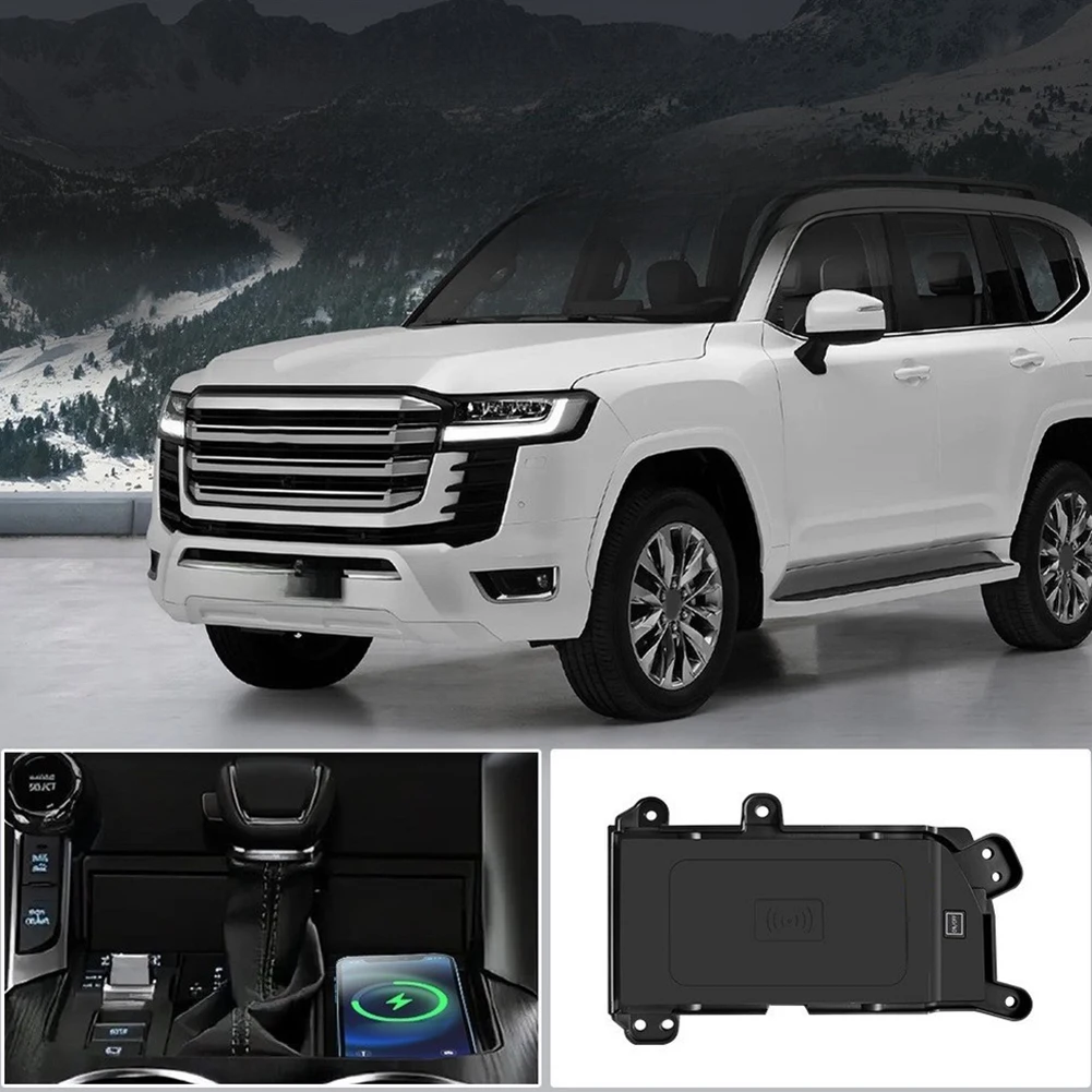 

15W Fast Wireless Charger For Toyota Land Cruiser LC300 2022 2023 2024 Center Console Phone Charging Pad Black ABS Material
