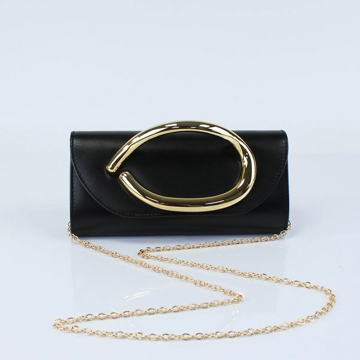 

New Fashion Women's Evening Bag Party Banquet Chain Crossbody Bag Gold Metal Closure Box Clutch Bag