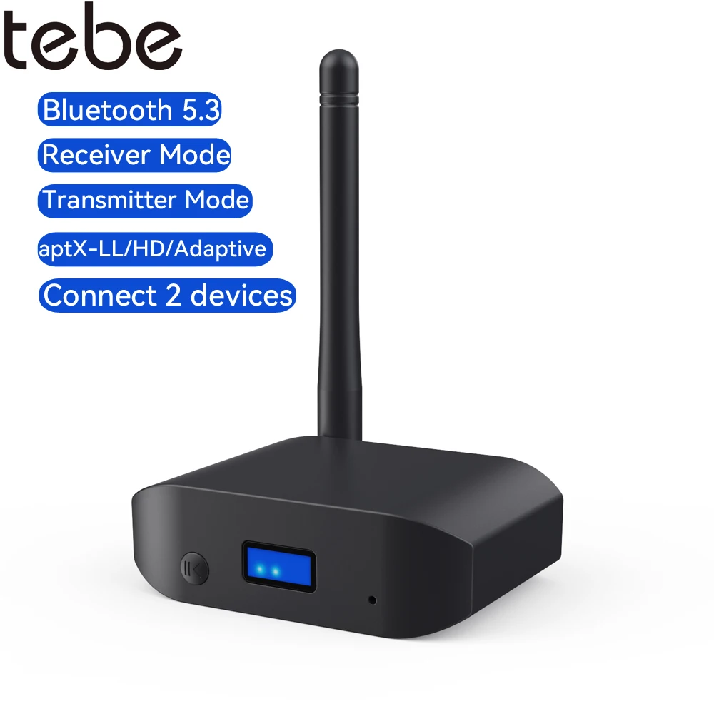 Tebe 2 w 1 odbiornik audio Bluetooth 5.3 Adapter nadajnika aptX HD/LL/Adaptive bezprzewodowy odtwarzacz muzyki stereo Aux z anteną