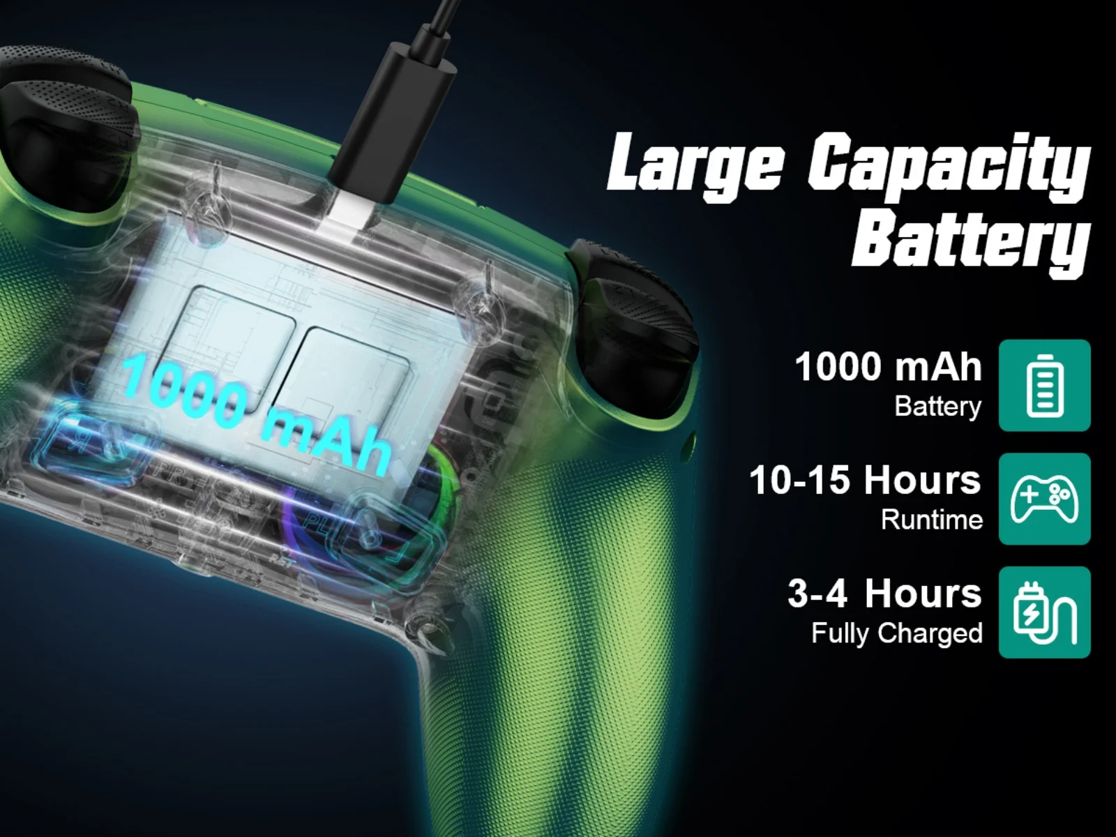 Controller für PS5/PlayStation 5 Pro/Slim/PC, kabellose Gamepads, RGB-Hall-Effekt, kein Drift, Spiel-Joystick mit Dual-Vibration, Marco/Turbo-Funktion – Detail 8