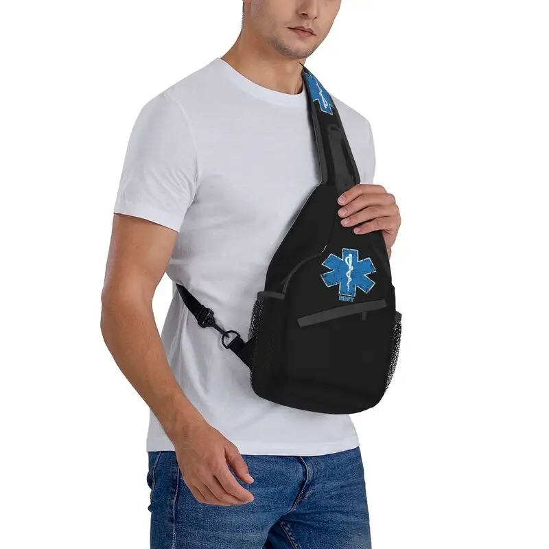 Emt Star Of Life Sling Chest Bag Customized Paramedic Medic Ambulance Crossbody Shoulder Backpack for Men Travel Hiking Daypack