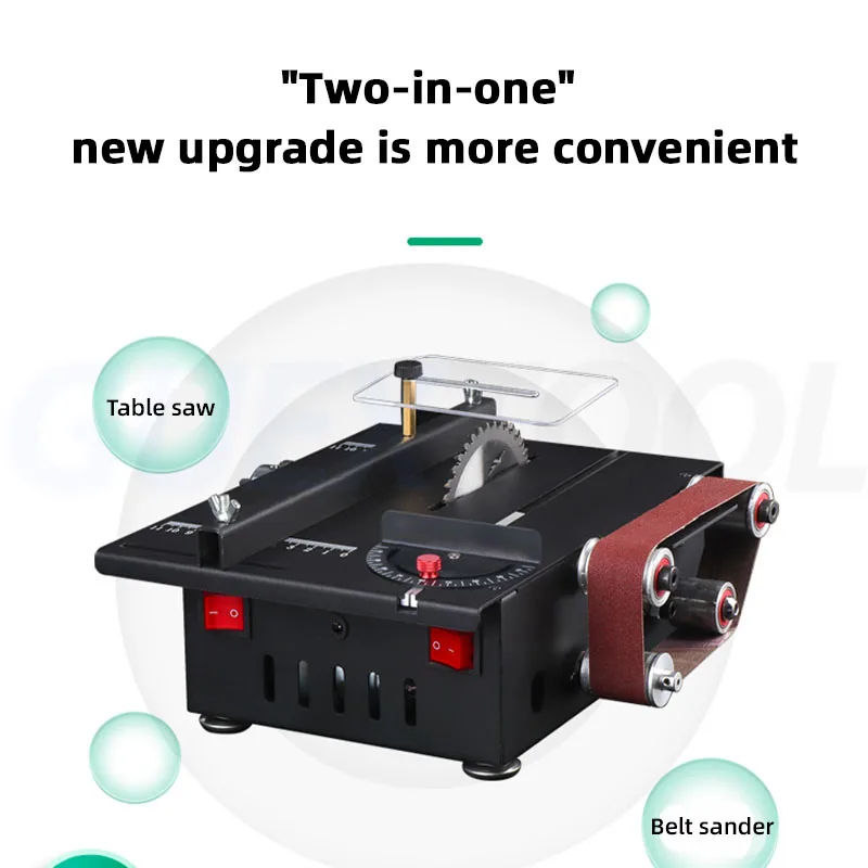 Desktop Small Table Saw Cutting Woodworking Model Polishing Sand Belt Multifunctional 600W Carving Machine Electric Planer Tool